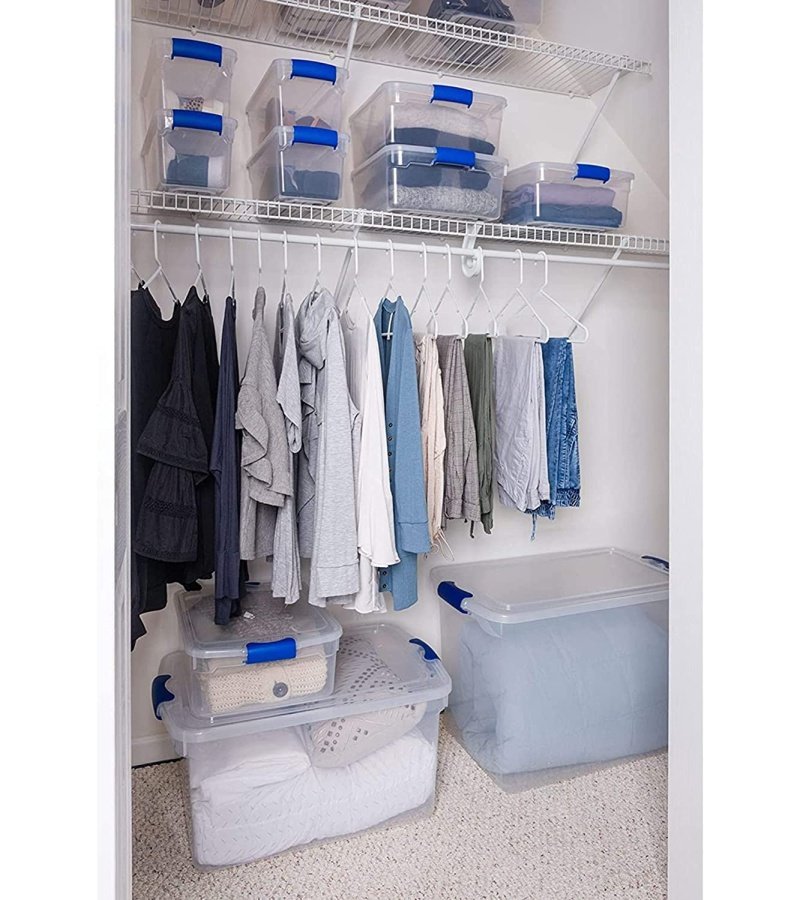 HOMZ Heavy Duty Modular Stackable Storage Tote Containers with Latching Lids. 66 Quart Capacity. Clear. 2 Pack - Image 7