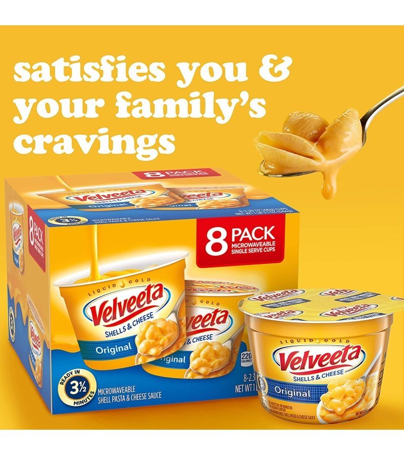 Velveeta Original Microwavable Shells & Cheese Cups 2.39 Ounce (Pack of 8) - Image 6