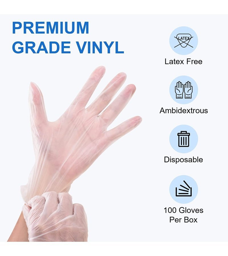 Schneider Clear Vinyl Exam Gloves. Latex-Free. Disposable Medical Gloves. Cleaning Gloves. Food Safe. Powder-Free. 4 mil - Image 3