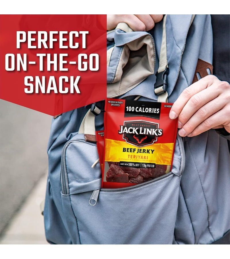 Jack Link-s Beef Jerky Variety Pack Includes Original and Teriyaki Flavors. On the Go Snacks. 13g of Protein Per Serving. 9 Count of 1.25 Oz Bags - Image 3