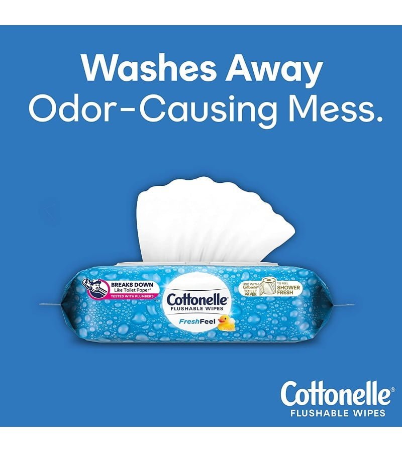Cottonelle FreshFeel Flushable Wet Wipes. Adult Wet Wipes. 8 Flip-Top Packs. 336 Total Wipes - Image 4