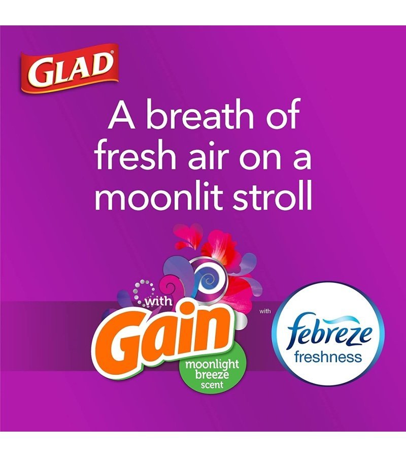 Glad Trash & Food Storage ForceFlex Protection Series Tall Trash Bags. 13 Gal. Gain Moonlight Breeze with Febreze. 110 Ct (Package May Vary) - Image 2