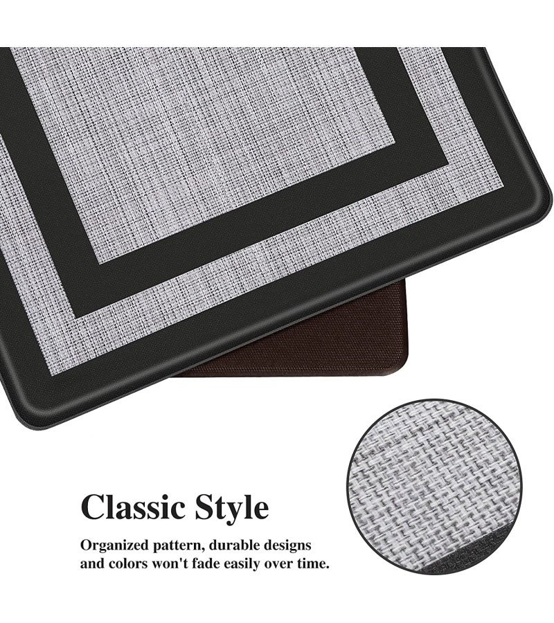 Mattitude Kitchen Mat 2 PCS Cushioned Anti-Fatigue Kitchen Rugs Non-Skid Waterproof Kitchen Mats and Rugs Ergonomic Comfort Standing Mat for Kitchen. Floor. Office. Sink. Laundry. Black and Gray - Image 3