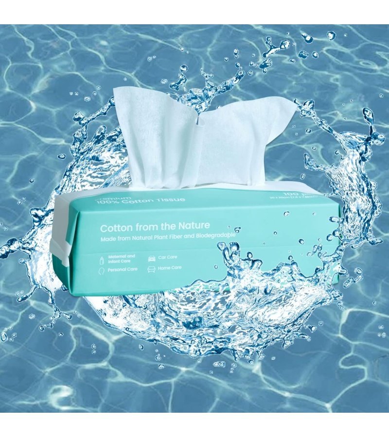 Saraflora 100% Cotton Facial Tissue. Soft Dry Wipe 6 Pack Size 7.9??7.9 inches. Use for Sensitive Skin Disposable Face Towel and Baby Washcloths. Makeup Wipes. Disposable Cleansing Cloths600 Count - Image 7