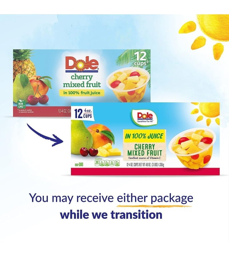 Dole Fruit Bowls Cherry Mixed Fruit in 100% Juice. Gluten Free Healthy Snack. 4 Oz. 12 Count - Image 2