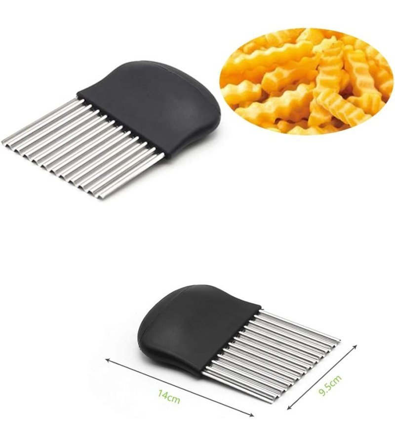 Potato Carrot Vegetable Crinkle Wavy Chopper Cutter Blade French Fry Slicer Easy Quick Kitchen Tool Knife Stainless Steel Blade 2 Packs/Set - Image 2
