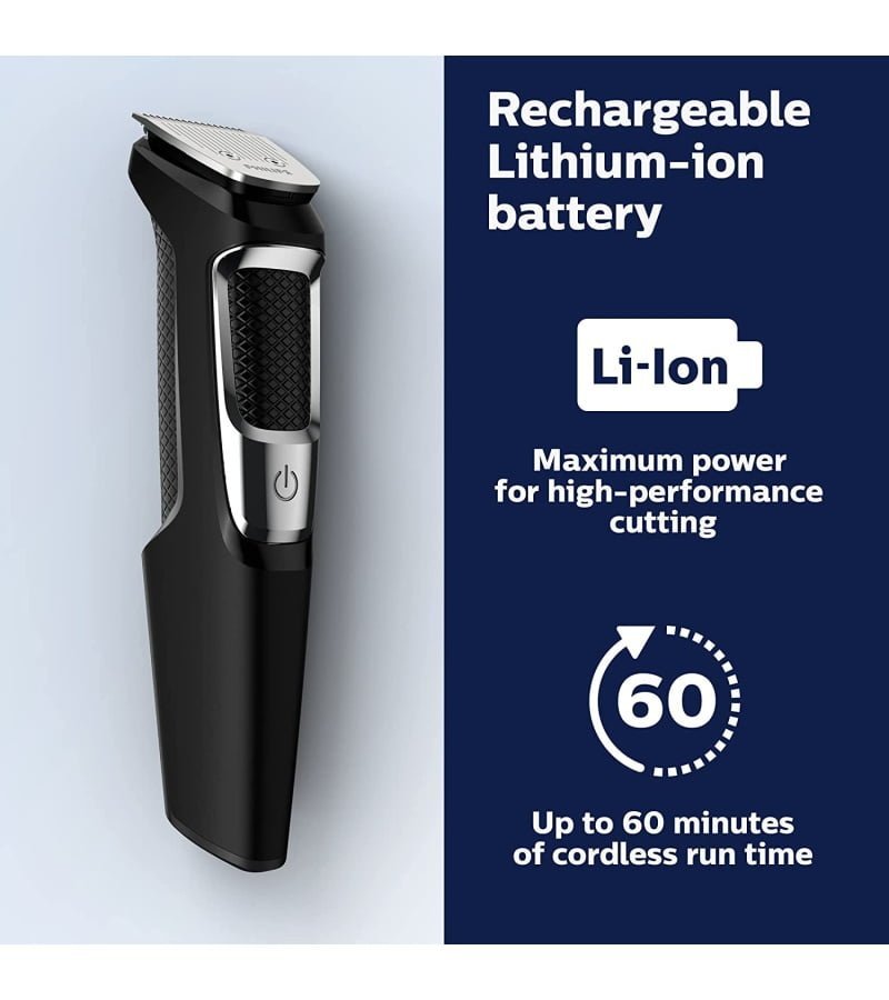 Philips Norelco Multigroomer All-in-One Trimmer Series 3000. 13 Piece Mens Grooming Kit. for Beard. Face. Nose. and Ear Hair Trimmer and Hair Clipper. NO Blade Oil Needed. MG3750/60 - Image 4