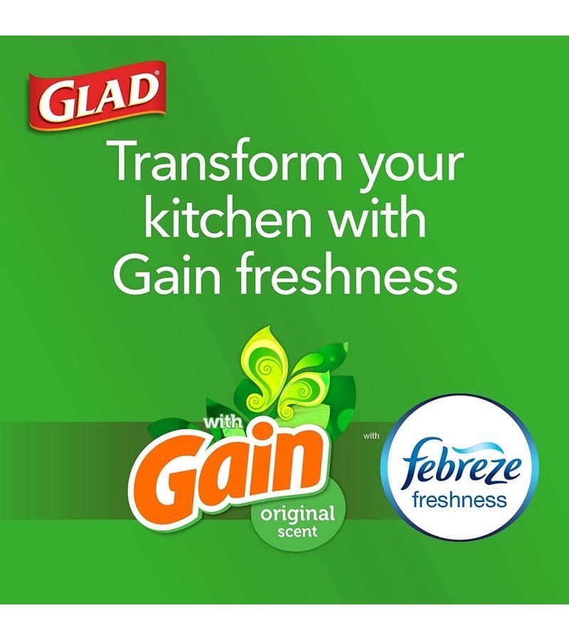 GLAD ForceFlex Tall Kitchen Drawstring Trash Bags. 13 Gallon White Trash Bag for Kitchen Trash Can. Gain Original Scent. Odor Shield. Odor Eliminator. Leak Protection. 110 Count - Image 2
