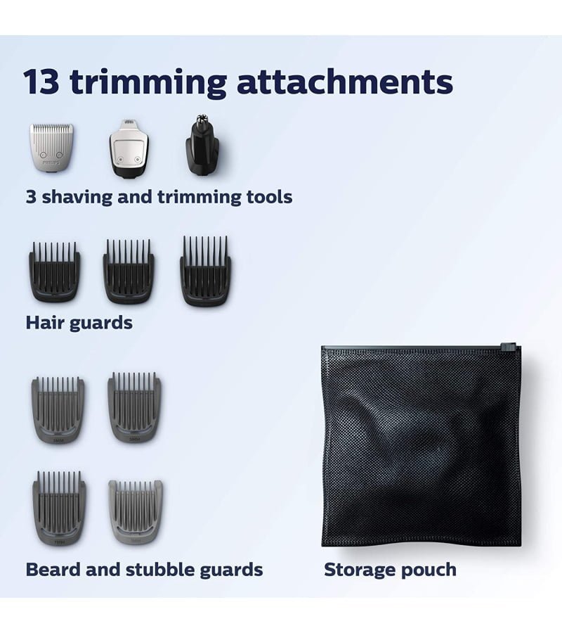 Philips Norelco Multigroomer All-in-One Trimmer Series 3000. 13 Piece Mens Grooming Kit. for Beard. Face. Nose. and Ear Hair Trimmer and Hair Clipper. NO Blade Oil Needed. MG3750/60 - Image 3