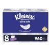 Kleenex Expressions Ultra Soft Facial Tissues. Soft Facial Tissue. 8 Flat Boxes. 120 Tissues per Box. 3-Ply (960 Total Tissues)