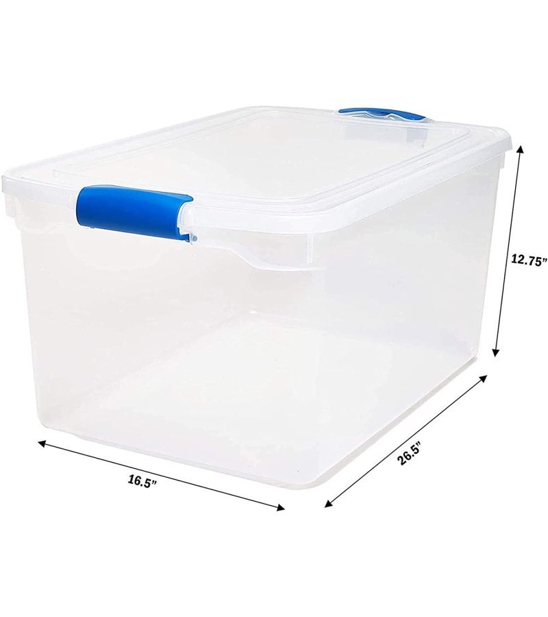 HOMZ Heavy Duty Modular Stackable Storage Tote Containers with Latching Lids. 66 Quart Capacity. Clear. 2 Pack - Image 6