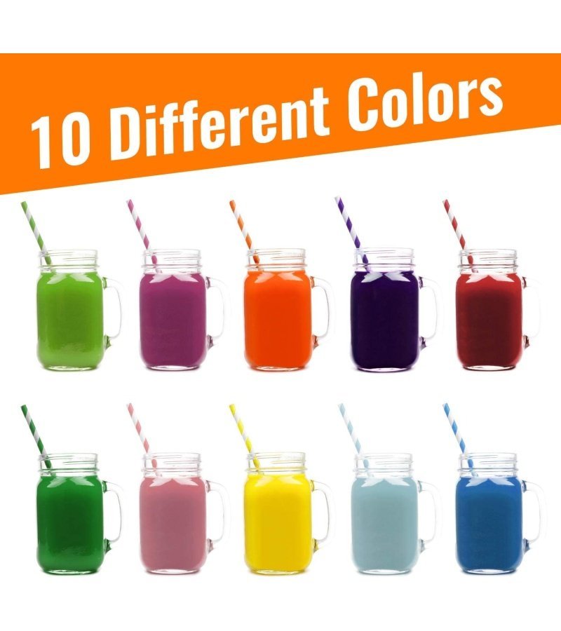 Weemium 200 Biodegradable Paper Straws ?C Durable & Eco-Friendly in 10 Color Stripes ?C Rainbow Drinking Straws & Party Decoration Supplies - Image 3