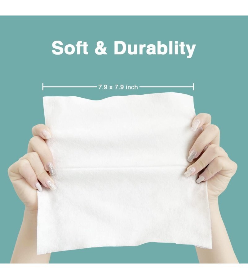 Saraflora 100% Cotton Facial Tissue. Soft Dry Wipe 6 Pack Size 7.9??7.9 inches. Use for Sensitive Skin Disposable Face Towel and Baby Washcloths. Makeup Wipes. Disposable Cleansing Cloths600 Count - Image 3