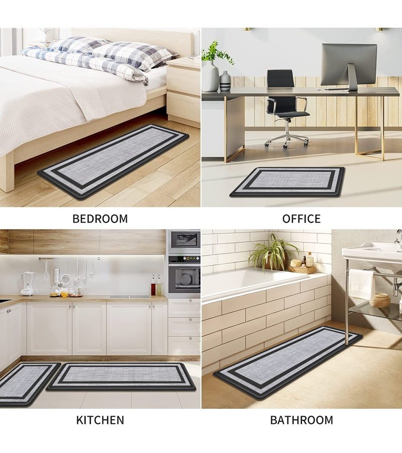 Mattitude Kitchen Mat 2 PCS Cushioned Anti-Fatigue Kitchen Rugs Non-Skid Waterproof Kitchen Mats and Rugs Ergonomic Comfort Standing Mat for Kitchen. Floor. Office. Sink. Laundry. Black and Gray - Image 7