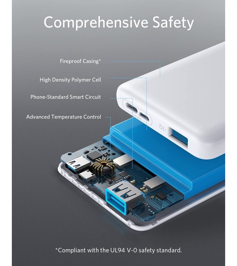 Anker Portable Charger. 313 Power Bank (PowerCore Slim 10K) 10000mAh Battery Pack with High-Speed PowerIQ Charging Technology and USB-C (Input Only) for iPhone. Samsung Galaxy. and More (White) - Image 3