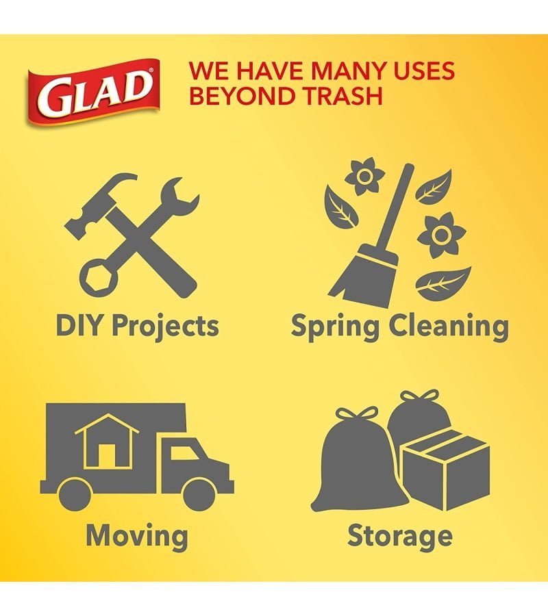 GLAD ForceFlex Tall Kitchen Drawstring Trash Bags. 13 Gallon White Trash Bag for Kitchen Trash Can. Gain Original Scent. Odor Shield. Odor Eliminator. Leak Protection. 110 Count - Image 5