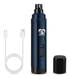 Casfuy Dog Nail Grinder Upgraded ?C Professional 2-Speed Electric Rechargeable Pet Nail Trimmer Painless Paws Grooming & Smoothing for Small Medium Large Dogs & Cats (Dark Blue)