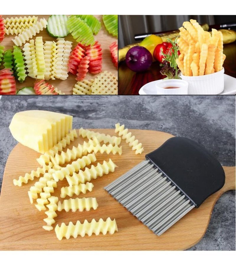Potato Carrot Vegetable Crinkle Wavy Chopper Cutter Blade French Fry Slicer Easy Quick Kitchen Tool Knife Stainless Steel Blade 2 Packs/Set - Image 3