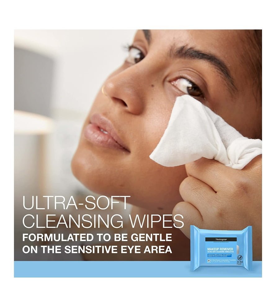 Neutrogena Cleansing Fragrance Free Makeup Remover Face Wipes. Cleansing Facial Towelettes for Waterproof Makeup. Alcohol-Free. Unscented. 100% Plant-Based Fibers. Twin Pack. 2 x 25 ct - Image 4