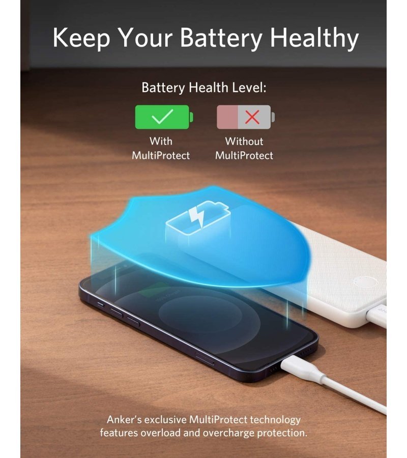 Anker Portable Charger. 313 Power Bank (PowerCore Slim 10K) 10000mAh Battery Pack with High-Speed PowerIQ Charging Technology and USB-C (Input Only) for iPhone. Samsung Galaxy. and More (White) - Image 4