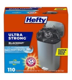 Hefty Ultra Strong Tall Kitchen Trash Bags. Blackout. Clean Burst. 13 Gallon. 110 Count