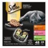 SHEBA PERFECT PORTIONS Cuts in Gravy Wet Cat Food Trays (24 Count. 48 Servings). Roasted Chicken. Gourmet Salmon and Tender Turkey Entr??e. Easy Peel Twin-Pack Trays