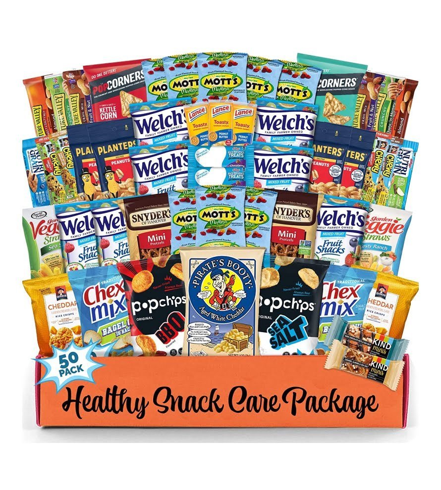 Healthy Snack Box Variety Pack Care Package (50 Count) Gift Basket.valentins day. College Student Crave Food Box. Nutritious Bars Chips. Birthday Sweet Treats for Adults Kids Teens Boys Girls