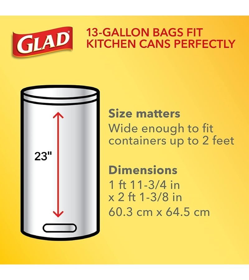 GLAD ForceFlex Tall Kitchen Drawstring Trash Bags. 13 Gallon White Trash Bag for Kitchen Trash Can. Gain Original Scent. Odor Shield. Odor Eliminator. Leak Protection. 110 Count - Image 4