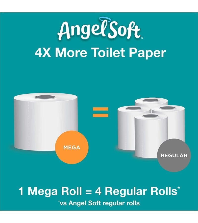 Angel Soft? Toilet Paper. 4 Mega Rolls = 16 Regular Rolls. 2-Ply Bath Tissue - Image 3