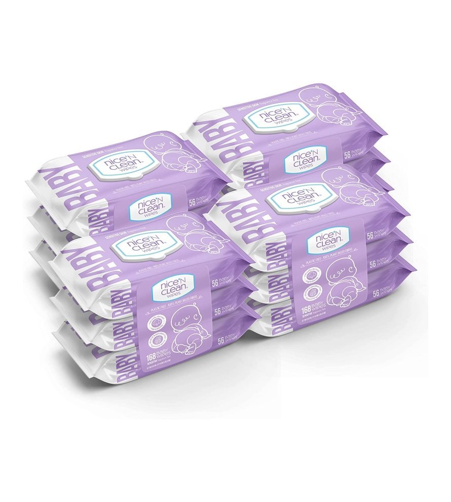 Nice ‘n Clean Unscented Baby Wipes (672 Total Wipes) | Ideal for Sensitive Skin | Hypoallergenic. Plastic-Free. Plant-Based Wet Wipes | Made w/ 100% Purified Water