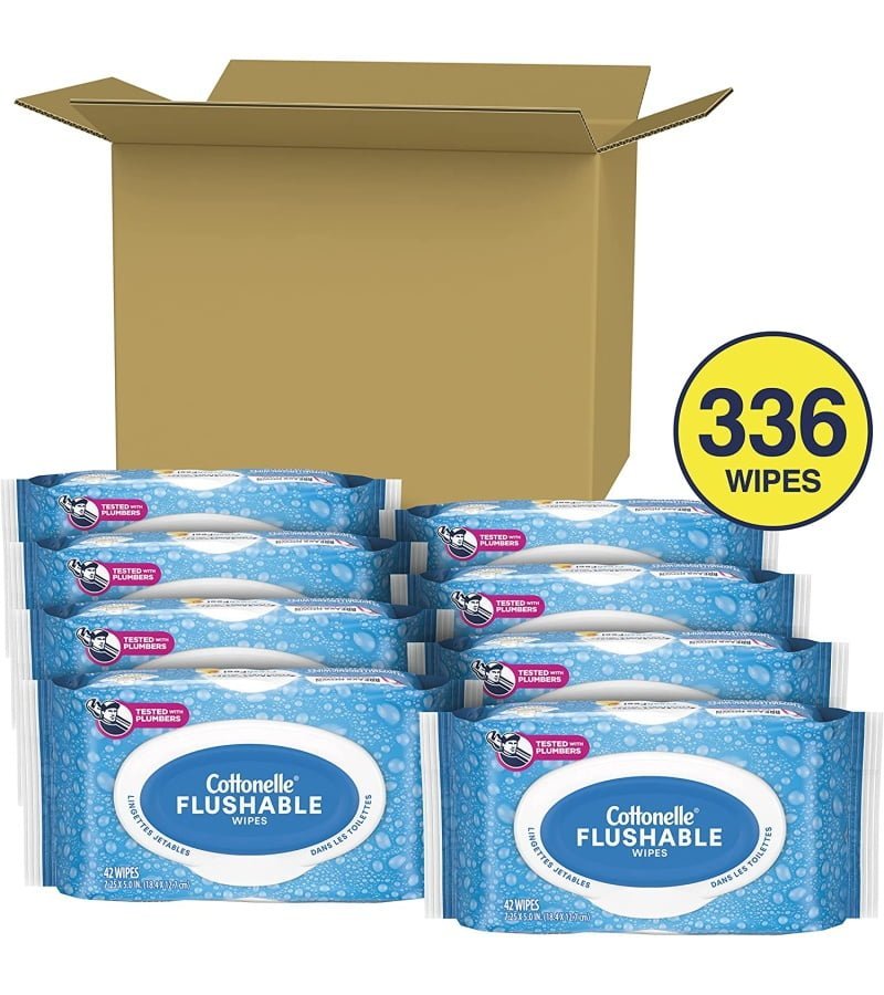Cottonelle FreshFeel Flushable Wet Wipes. Adult Wet Wipes. 8 Flip-Top Packs. 336 Total Wipes - Image 2