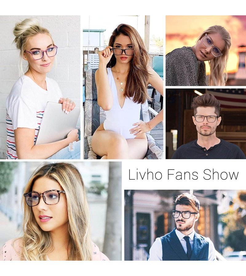 livho 2 Pack Blue Light Blocking Glasses. Computer Reading/Gaming/TV/Phones Glasses for Women Men.Anti Eyestrain & UV Glare (Light Black+Clear) - Image 6