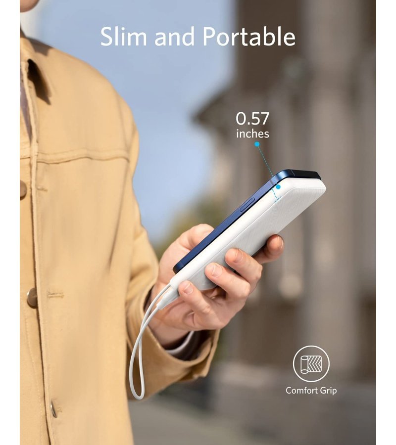 Anker Portable Charger. 313 Power Bank (PowerCore Slim 10K) 10000mAh Battery Pack with High-Speed PowerIQ Charging Technology and USB-C (Input Only) for iPhone. Samsung Galaxy. and More (White) - Image 7