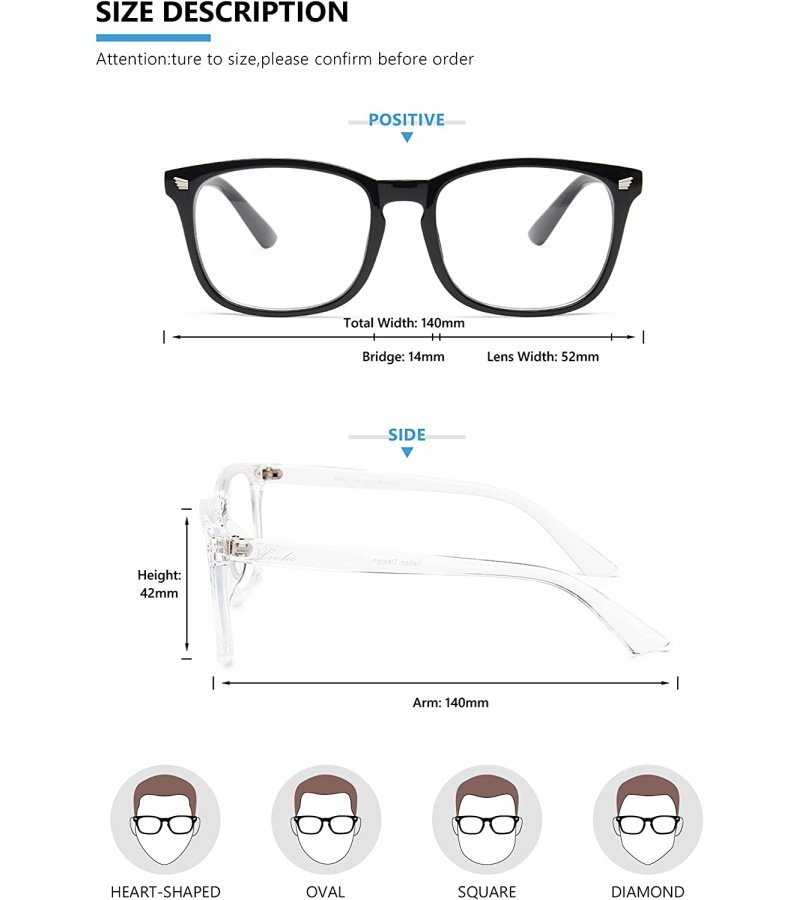 livho 2 Pack Blue Light Blocking Glasses. Computer Reading/Gaming/TV/Phones Glasses for Women Men.Anti Eyestrain & UV Glare (Light Black+Clear) - Image 2