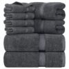 Utopia Towels 8-Piece Premium Towel Set. 2 Bath Towels. 2 Hand Towels. and 4 Wash Cloths. 600 GSM 100% Ring Spun Cotton Highly Absorbent Towels for Bathroom. Gym. Hotel. and Spa (Grey)
