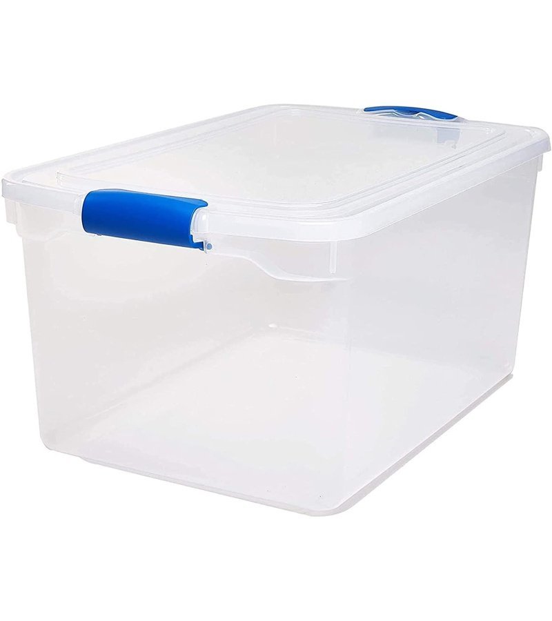 HOMZ Heavy Duty Modular Stackable Storage Tote Containers with Latching Lids. 66 Quart Capacity. Clear. 2 Pack - Image 3