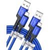 JSAUX Micro USB Cable Android Charger. (2-Pack 6.6FT) Micro USB Android Charger Cable Nylon Braided Cord Compatible with Galaxy S7 S6 J7 Edge Note 5. Kindle. MP3 and More-Blue