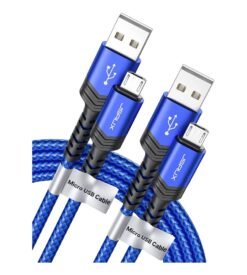JSAUX Micro USB Cable Android Charger. (2-Pack 6.6FT) Micro USB Android Charger Cable Nylon Braided Cord Compatible with Galaxy S7 S6 J7 Edge Note 5. Kindle. MP3 and More-Blue