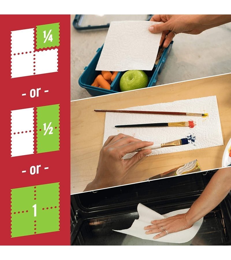 Brawny Tear-A-Square Paper Towels. 16 Double Rolls = 32 Regular Rolls. 3 Sheet Size Options. Quarter Size Sheets - Image 6